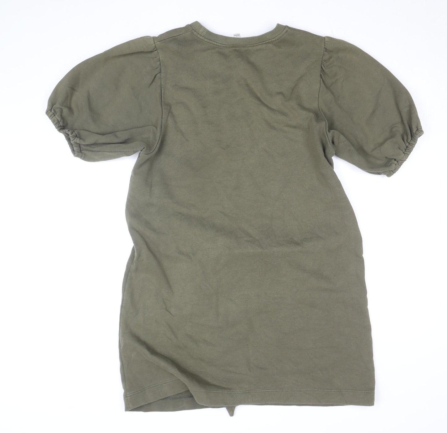 Miss Selfridge Women's Green Size 14 Puff Sleeve Belted T-Shirt Dress