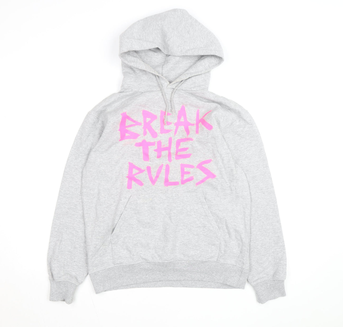 Topshop Women Grey 'Break The Rules' Pullover Hoodie Size S/M