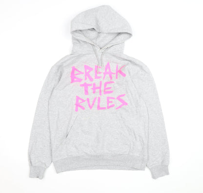 Topshop Women Grey 'Break The Rules' Pullover Hoodie Size S/M