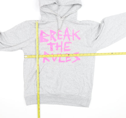 Topshop Women Grey 'Break The Rules' Pullover Hoodie Size S/M