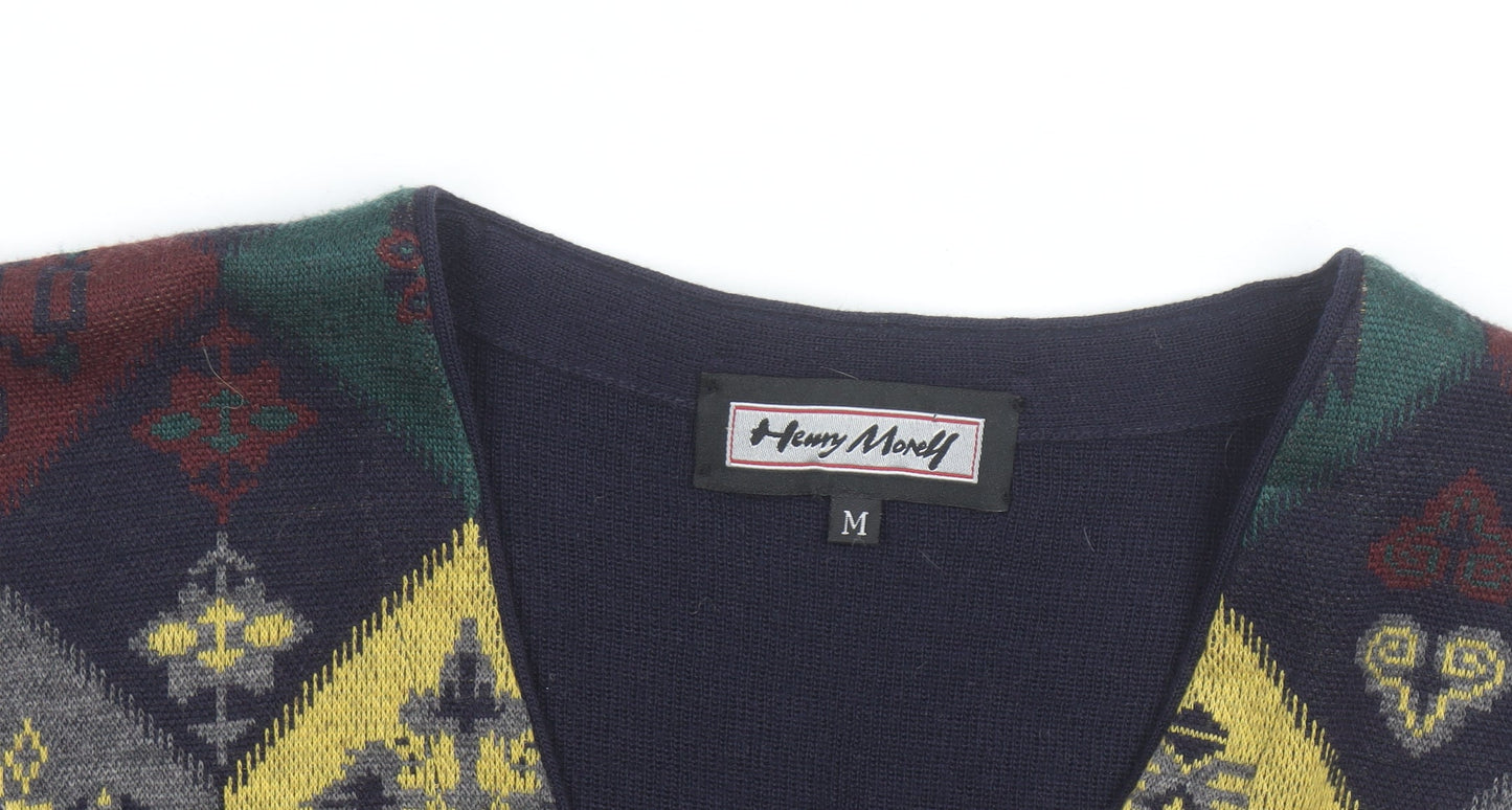 Henry Morely Men's Multicoloured Wool Knit Aztec Vest M