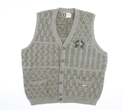 Steffner Country Men's Grey Wool Cable Knit Vest XL