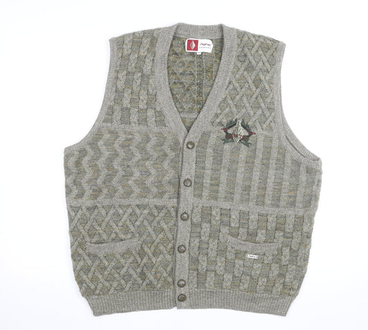 Steffner Country Men's Grey Wool Cable Knit Vest XL