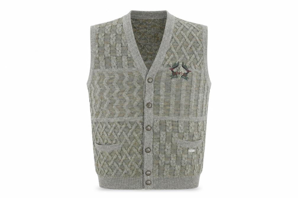 Steffner Country Men's Grey Wool Cable Knit Vest XL