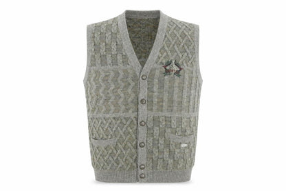 Steffner Country Men's Grey Wool Cable Knit Vest XL