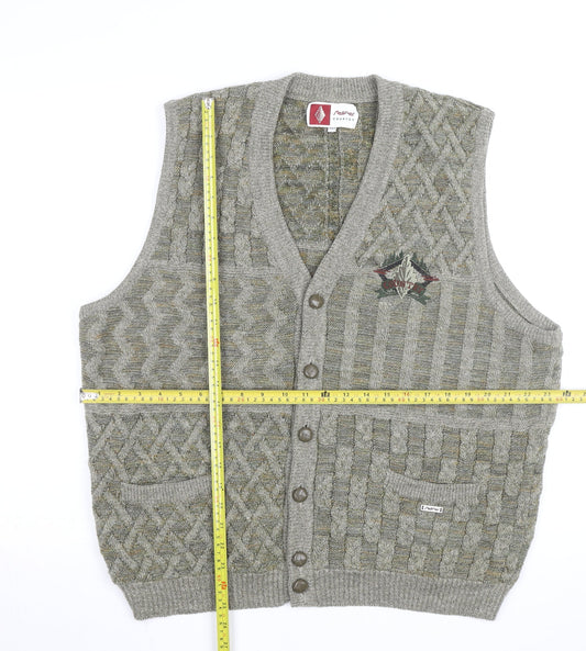 Steffner Country Men's Grey Wool Cable Knit Vest XL