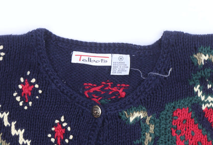 Talbots Unisex Multicoloured Knit Cardigan M Retro Winter Jumper