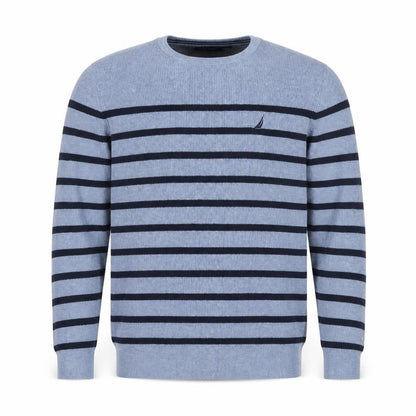 Nautica Men's Blue Striped Cotton Blend Crew Neck Jumper XL