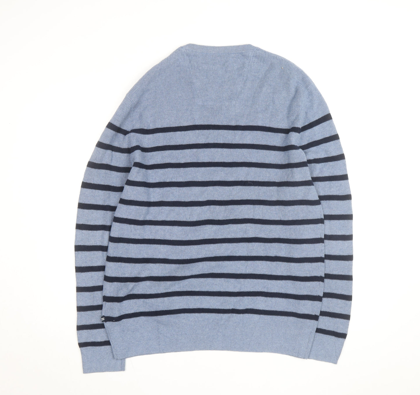 Nautica Men's Blue Striped Cotton Blend Crew Neck Jumper XL