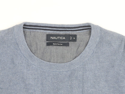 Nautica Men's Blue Striped Cotton Blend Crew Neck Jumper XL