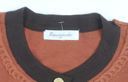 Raccommoder Women’s Brown Wool Long Sleeve Embroidered Cardigan M