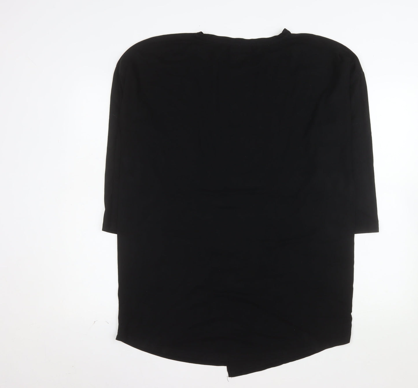 Zara Man Black 3/4 Sleeve Cotton Crew Neck Men's T-Shirt M