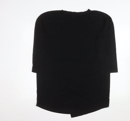 Zara Man Black 3/4 Sleeve Cotton Crew Neck Men's T-Shirt M
