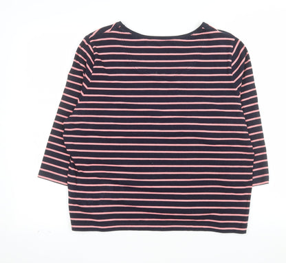 Dash Women's Multicoloured Striped 3/4 Sleeve Cotton T-Shirt Size 20