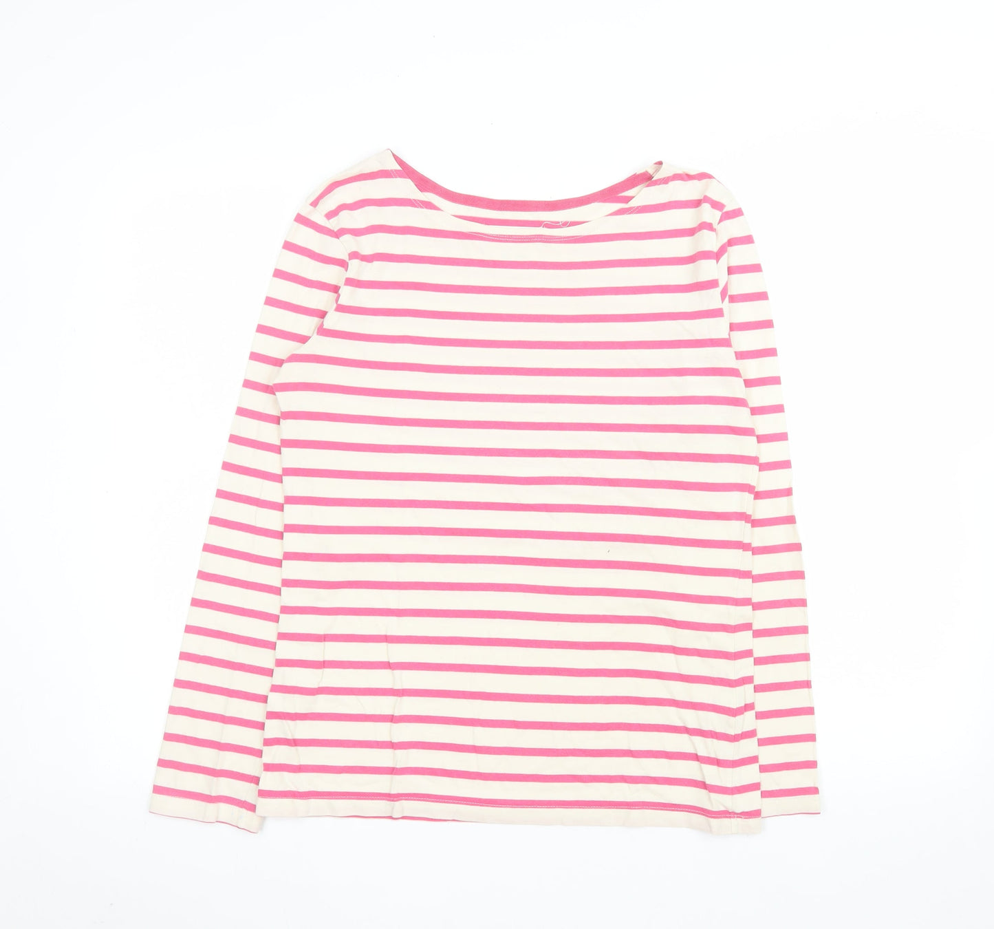 Seasalt Women Pink Striped Long Sleeve Organic Cotton Sailor T-Shirt Size 10