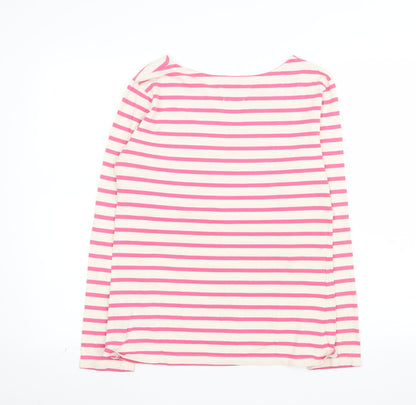 Seasalt Women Pink Striped Long Sleeve Organic Cotton Sailor T-Shirt Size 10