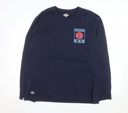 Union Works Inc Men's Navy Long Sleeve Cotton Tokyo Graphic Top XL