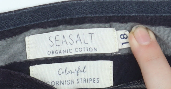 Seasalt Women’s Blue Striped Sailor Long Sleeve Cotton T-Shirt UK 18