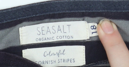 Seasalt Women’s Blue Striped Sailor Long Sleeve Cotton T-Shirt UK 18