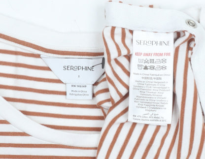 Seraphine Women's Brown Striped Maternity T-Shirt Size S
