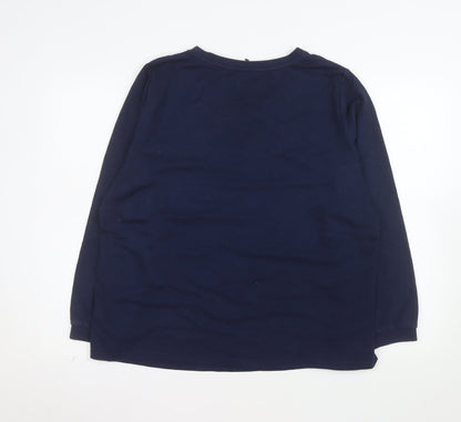 Bonmarché Women Navy Embroidered Floral Pullover Sweatshirt Size 18