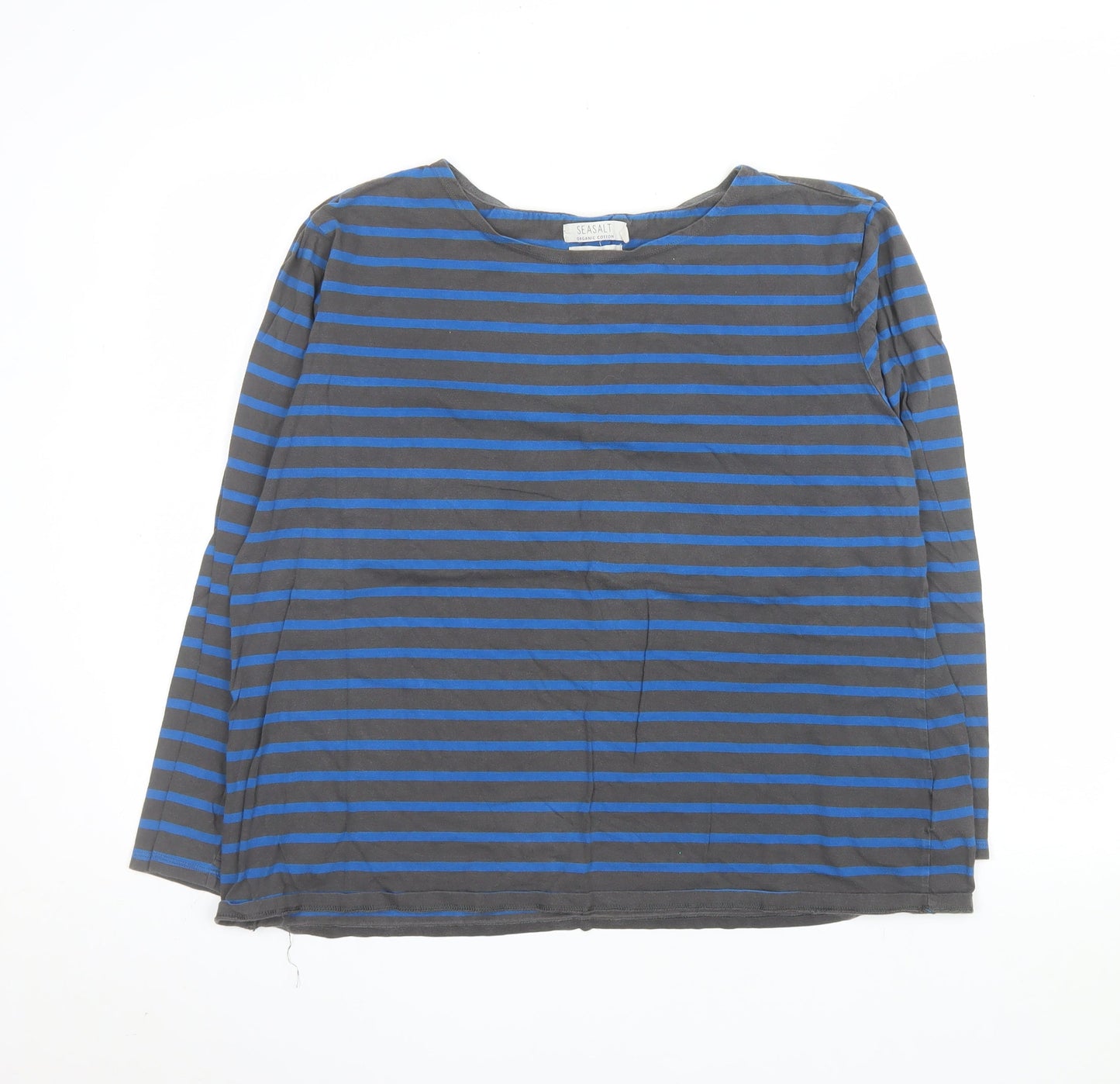 Seasalt Women’s Blue Striped Long Sleeve Organic Cotton T-Shirt Size 22