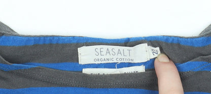 Seasalt Women’s Blue Striped Long Sleeve Organic Cotton T-Shirt Size 22