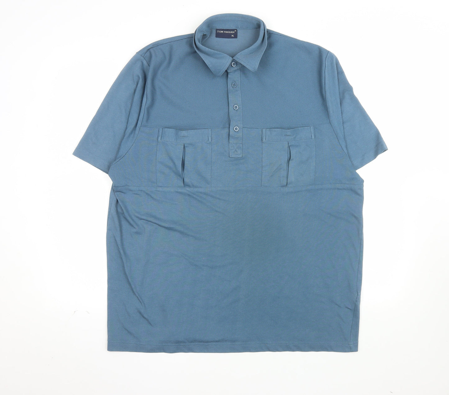 Tom Hagan Men's Blue XL Short Sleeve Cotton Polo Shirt