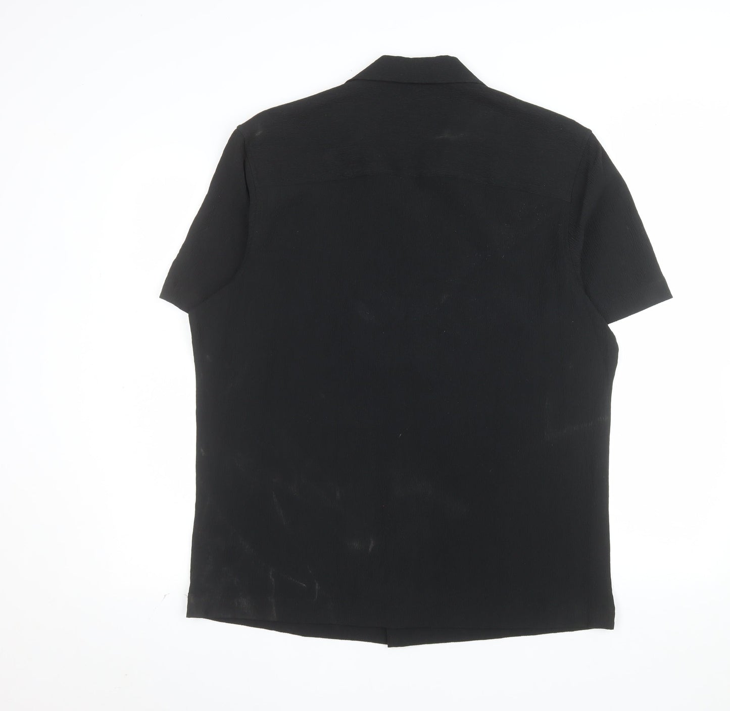 Marks and Spencer Autograph Men's Black Short Sleeve Button-Up Shirt M