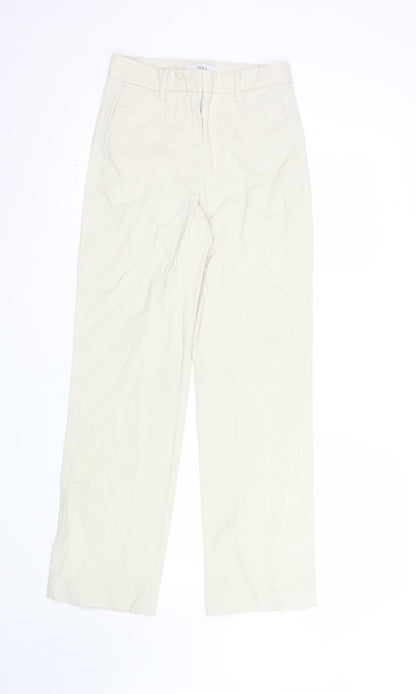 Marks and Spencer Women Beige Chino Trousers Size 6 Regular Cotton Twill
