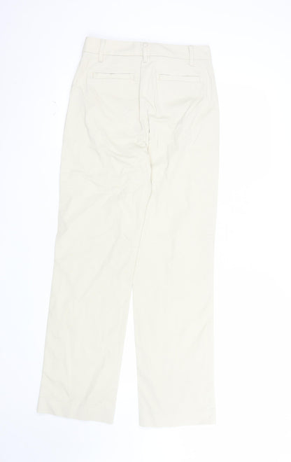 Marks and Spencer Women Beige Chino Trousers Size 6 Regular Cotton Twill