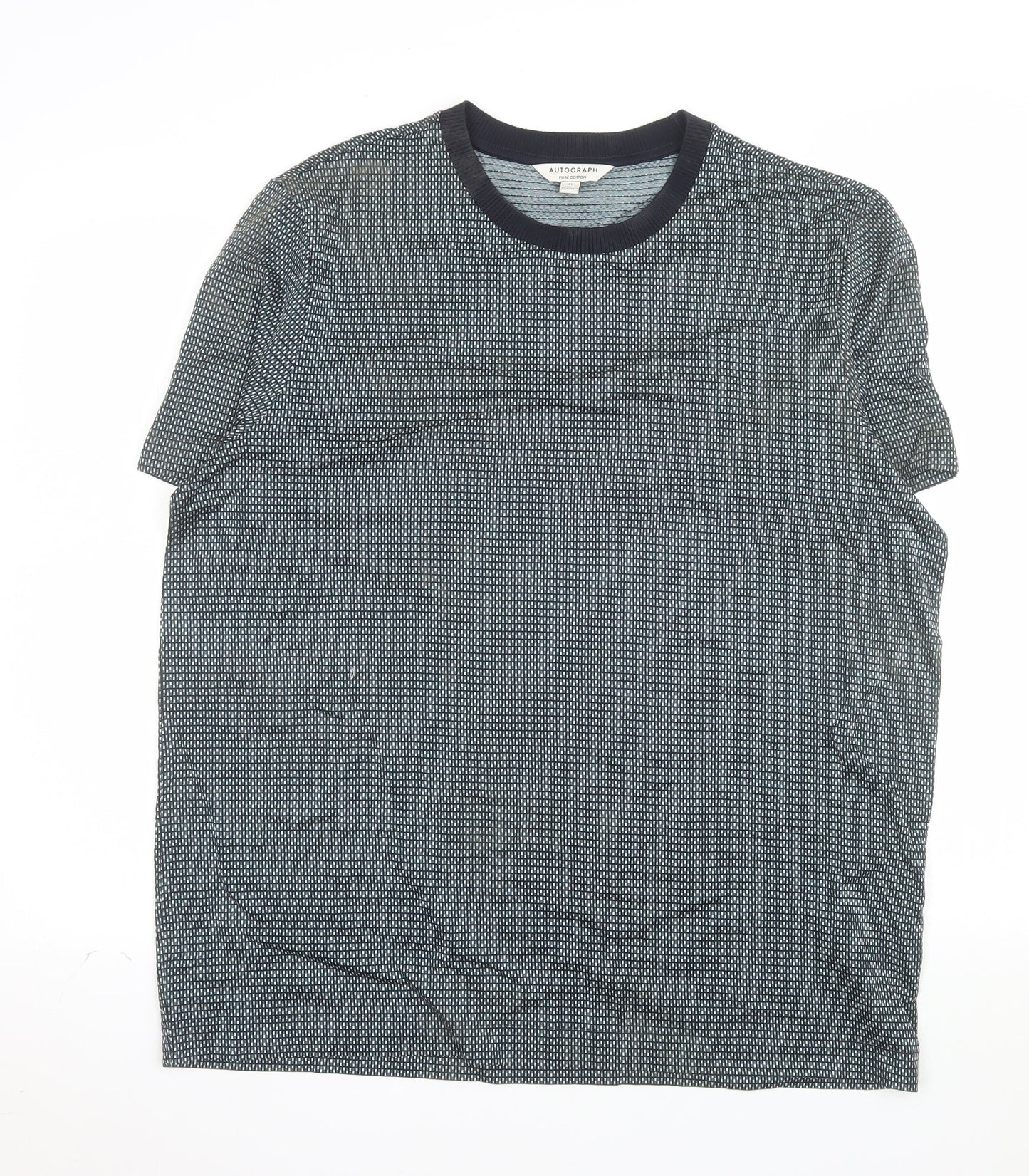 Marks and Spencer Autograph Men's Blue Cotton Crew Neck T-Shirt XL