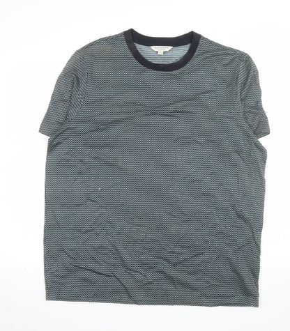 Marks and Spencer Autograph Men's Blue Cotton Crew Neck T-Shirt XL