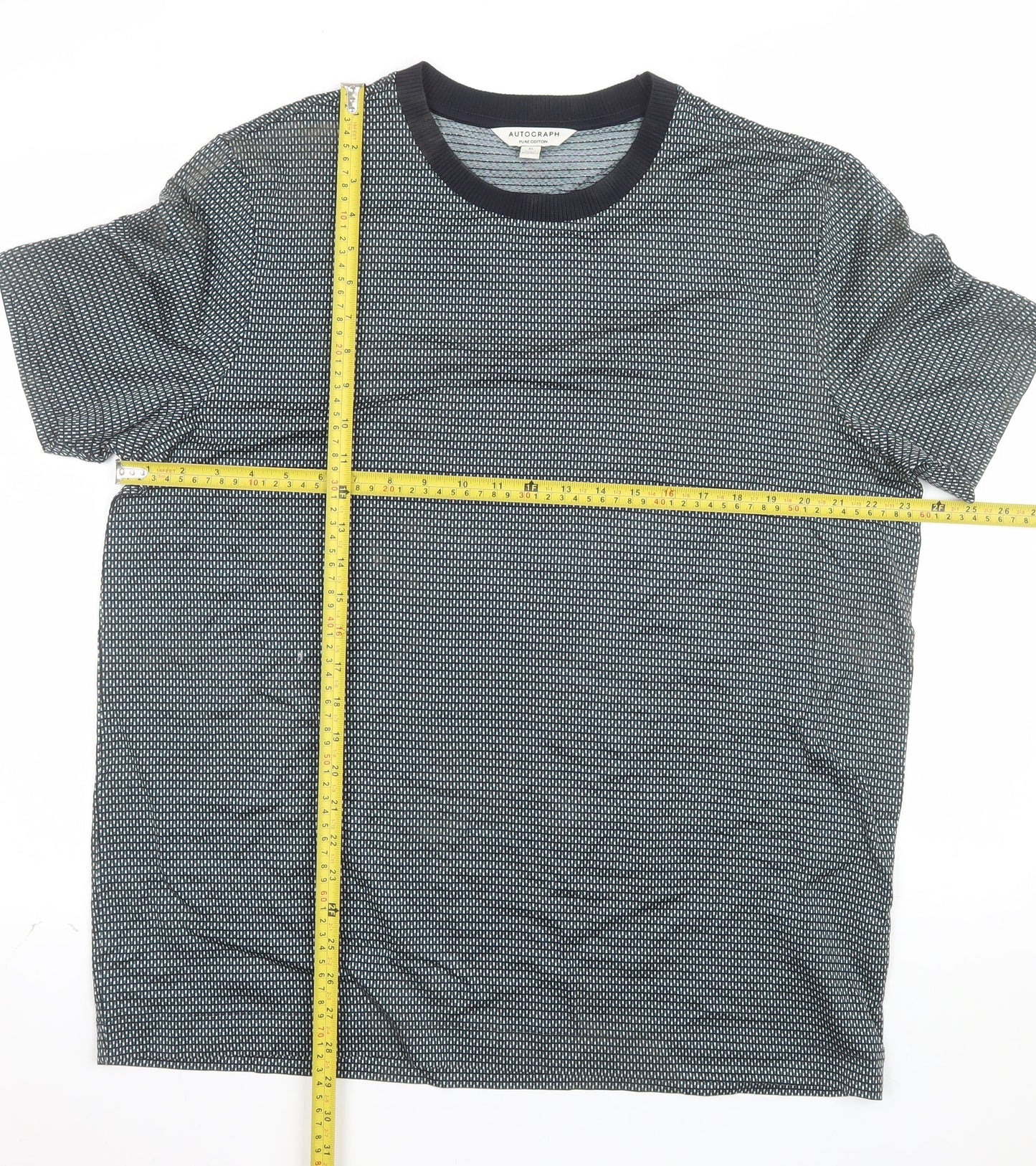 Marks and Spencer Autograph Men's Blue Cotton Crew Neck T-Shirt XL