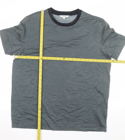 Marks and Spencer Autograph Men's Blue Cotton Crew Neck T-Shirt XL