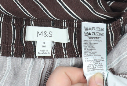 Marks and Spencer Women’s Brown Striped Cropped Trousers Size 14