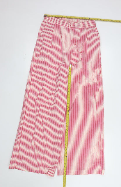 Nobody's Child Women's Pink Striped Wide-Leg Cotton Trousers UK 10