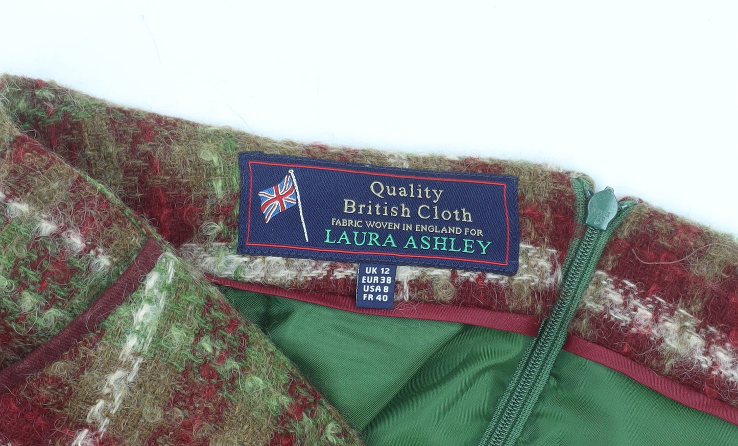 Laura Ashley Women’s Multicoloured Wool Tweed Check Pencil Skirt UK 12