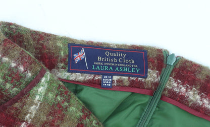 Laura Ashley Women’s Multicoloured Wool Tweed Check Pencil Skirt UK 12