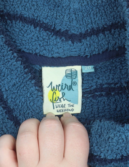 Weird Fish Women’s Blue Striped Pullover Fleece Sweatshirt Size 20