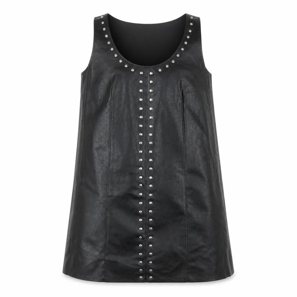 Marks & Spencer Women's Black Petite Size 8 Studded Faux Leather Shift Dress
