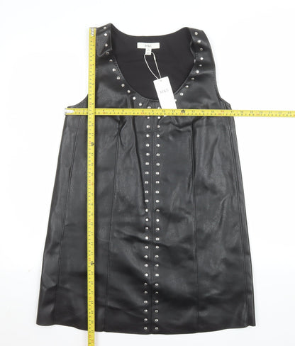 Marks and Spencer Women's Black Petite Size 8 Studded Faux Leather Shift Dress
