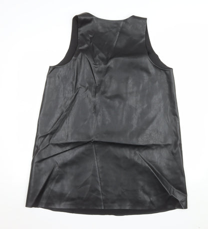 Marks and Spencer Women's Black Studded Faux Leather Shift Dress Size 16