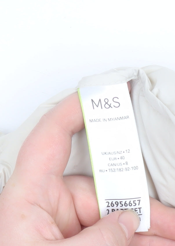 Marks and Spencer Womens Ivory Puffer Jacket Size 12 Regular Fit