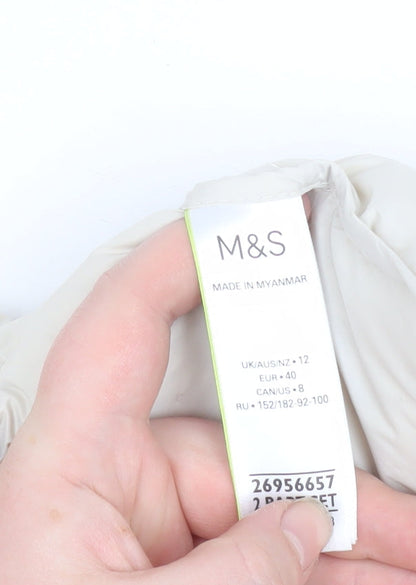 Marks and Spencer Womens Ivory Puffer Jacket Size 12 Regular Fit