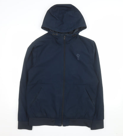 Jack & Jones Men's Blue Hooded Windbreaker Jacket Size M