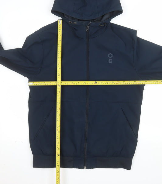 Jack & Jones Men's Blue Hooded Windbreaker Jacket Size M