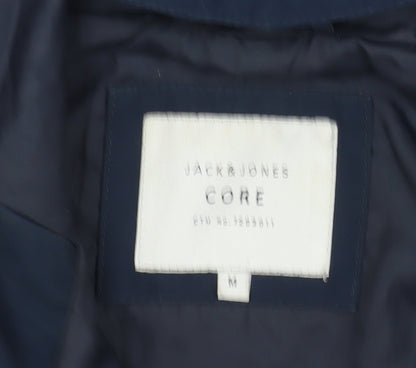 Jack & Jones Men's Blue Hooded Windbreaker Jacket Size M