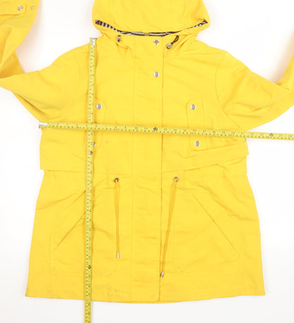 Tu Women’s Yellow Hooded Rain Coat Jacket Size 14 Waterproof Drawstring