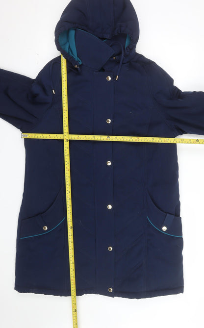 Isle Womens Blue Hooded Long Puffer Coat Size 14